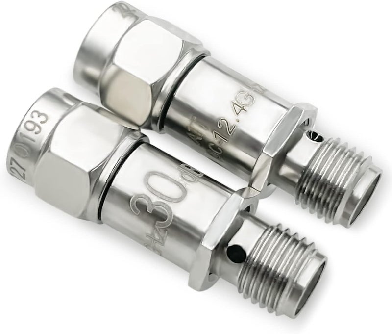TOJOIN SMA Male to SMA Female Connector/SMA Attenuator/Coaxial RF Attenuator, DC to 18GHz, 50Ohm, 2W, 30dB, SMA 18G Attenuator 2PCS